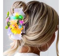 Reaky Light Up Hair Claw Led Flower Claw Clips Silver Large Pearl Clip Hair Accessories for Women