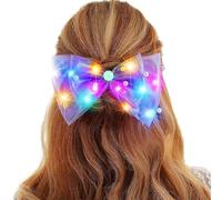 Reaky Light Up Hair Clips Led Bow Clip Pearl Hair Barrettes Hair Accessories for Women (Purple)