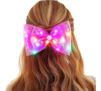 Reaky Light Up Hair Clips Led Bow Clip Pearl Hair Barrettes Hair Accessories for Women (Rose Red)