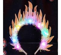 Reaky Light Up Headbands Led Flashing Flame Hairband Glitter Tinsel Hair Hoops Concert Music Festival Rave Costume Headwear Hair Accessories for Women