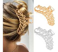 Reaky Peacock Claw Clips Gold Metal Hair Clip 2 Pcs Large Claw Clip Hair Accessories for Women