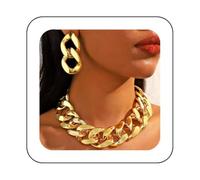 Reaky Punk Necklaces Sets Gold Chunky Necklace 2 Pcs Cuban Link Necklaces Chains Accessories for Women