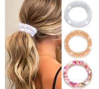 Reaky Rhinestone Hair Ties Fancy Ponytail Holders Beaded Hair Scrunchies Decorative Hair Accessories for Women