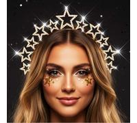Reaky Stars Halo Crown Gold Headpiece Rhinestone Star Halo Crown Goddess Headbands Carnival Hair Accessories for Women (Gold, one size)