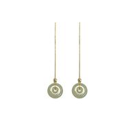 Real 14K Yellow Gold Jewelry Natural Green Jade Gemstone Earring Women Topaz Silver 925 Jewelry (Gem Color : Green)