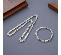 Real 925 Silver Chain Women Men 5mm Byzantine Link Necklace Bracelet -24inch-70-73g