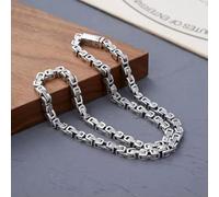 Real 925 Silver Chain Women Men 5mm Square Byzantine Link Necklace -28inch-82-85g