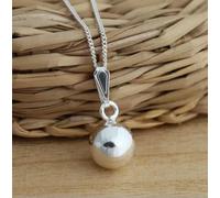 Real 925 Silver Plain Ball Pendant 8mm Diam. Charm Necklace Jewellery-16 Inch 1mm Curb Chain