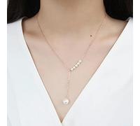 Real 925 Sterling Silver Fashion Tassel Synthesis Pearl Clavicle Necklace For Women Wedding Fine S925 Jewelry