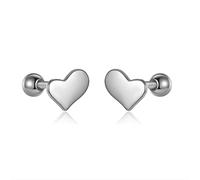 Real 925 Sterling Silver Heart Screw Stud Earrings For Women Mini Minimalist Jewelry