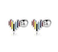 Real 925 Sterling Silver Heart Screw Stud Earrings For Women Mini Minimalist Jewelry
