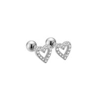 Real 925 Sterling Silver Romantic Heart Bead Screw Stud Earrings For Women Wedding Minimalist Fine Jewelry