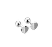 Real 925 Sterling Silver Romantic Heart Bead Screw Stud Earrings For Women Wedding Minimalist Fine Jewelry