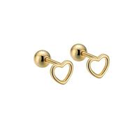 Real 925 Sterling Silver Romantic Heart Bead Screw Stud Earrings For Women Wedding Minimalist Fine Jewelry