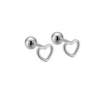 Real 925 Sterling Silver Romantic Heart Bead Screw Stud Earrings For Women Wedding Minimalist Fine Jewelry
