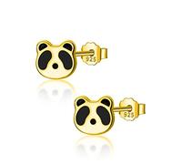 Real 925 Sterling Silver Sweet Cute Minimalist Animal Panda Stud Earrings For Women Wedding Party Fine Jewelry