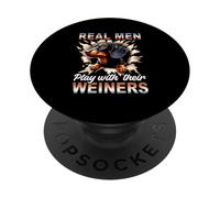 Real a Men Play With Their Weiners Funny Dachshund Dog PopSockets Adhesive PopGrip