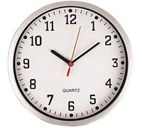 REAL ACCESSORIES® Stylish Modern Wall Clock with Silver Frame & White Dial. Easy Readable Big Numbers. Ideal for Any Room in Home, Office, School, Caravan, Garage.