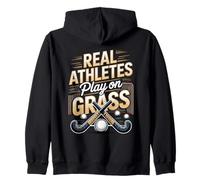 Real Athletes Play On Grass Field Hockey Zip Hoodie