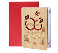 Real Bamboo Wedding Congratulations Card - Personalised Mr & Mrs Wooden Greeting Card for Bride and Groom, Newlyweds, New Couple Perfect for Wedding Day & Anniversary Celebrations for Valentine's Day