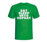 Real Betis Junior Eat Sleep Repeat T-Shirt in Green | Size: 5-6 Years Real Betis Green 5-6 Years