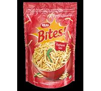 Real Bites delicately spiced, Real Bites stays true to its roots. Whether you’re spicing up,its timeless flavour and texture make it a versatile namkeen favourite. (Ratlami-Sev)
