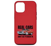 Real Cars Don't Get Plugged In Funny Muscle Car Cartoon Case for iPhone 12/12 Pro