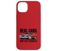 Real Cars Don't Get Plugged In Funny Muscle Car Cartoon Case for iPhone 14 Plus