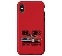 Real Cars Don't Get Plugged In Funny Muscle Car Cartoon Case for iPhone X/XS