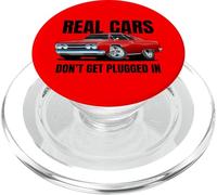 Real Cars Don't Get Plugged In Funny Muscle Car Cartoon PopSockets PopGrip for MagSafe
