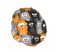 Real Cats Shower Cap Women Waterproof Reusable PEVA Lining Adjustable Double ProtectionElastic Bath Hat for All long Hair