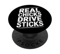 Real Chicks Drive Sticks Manual Car Woman Driver PopSockets Adhesive PopGrip