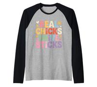 Real Chicks Drive Sticks Manual Car Woman Driver - Raglan Baseball Tee