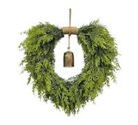 Real Christmas Cedar Wreath, Artificial Winter Wreaths For Front Bell, with Round Faux Heart Love Green Pine Fake