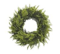 Real Christmas Cedar Wreath, Artificial Winter Wreaths For Front Fake Green Round Love with Heart Bell, Pine Faux