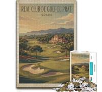 Real Club de Golf El Prat Vintage Poster Jigsaw Puzzle, 1000 Pieces | Adult Puzzle: visible image details for section-by-section building at home.