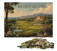 Real Club de Golf El Prat Vintage Poster Jigsaw Puzzle, 300 Pieces | Jigsaw Puzzle - New Year puzzle activity with hands-on indoor leisure.