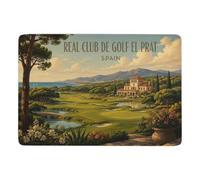 Real Club de Golf El Prat Vintage Poster Rug 150 x 100 cm, Soft Short Pile | Christmas gift idea: printed area rug with PVC dot non slip backing; for bedroom floor styling