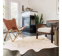 Real Cow Hide Rug 150x170 cm Beige Berkfield Home Beige 100cm diameter