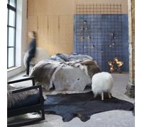 Real Cow Hide Rug Black 150x170 cm Berkfield Home Black 100cm diameter