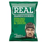 Real Crisps Hand Cooked Crisps 24 x 35g (Strong Cheese & Onion, 2 Boxes - 48 Bags)