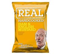 Real Crisps Hand Cooked Ham & English Mustard Flavour 24 x 35g
