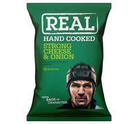 Real Crisps Hand Cooked Potato Chips 24 X 35G Full | KV&C BRANDED BOX | (Strong Cheese & Onion)