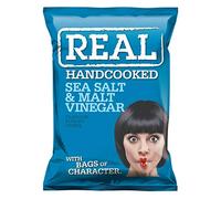 Real Crisps Hand Cooked Sea Salt & Malt Vinegar Flavour 24 x 35g