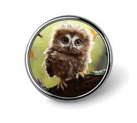 Real Cute Baby Owls Lapel Pin Round Metal Brooch Pin 1 Inch | Lightweight Badge Pin for Jackets, Secure Pin Back, Fashionable Button Pins for Suit Shirt Backpack Hat, Gift for Men Women