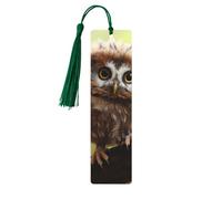 Real Cute Baby Owls Wood Bookmark for Men Women Reading Wooden Bookmarks Unique Handmade Book Marks with Tassel Pendant Craft Bookmark for Book Lovers Birthday Teachers Gift