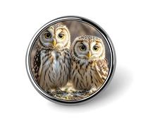 Real Cute Owls Button Pin Round Alloy Lapel Pins Badges Novelty Funny Enamel Pins Button Lapel Personalized Pinback Button Badges Cute Brooche Pin for Backpacks Jackets Bags