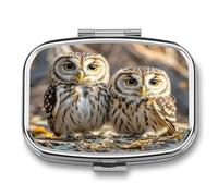 Real Cute Owls Pill Case Travel Portable Pocket Pill Box 2 Compartment Medicine Case Large Capacity Daily Pill Cases Vitamin Organizer Medicine Organizer Small Pill Box
