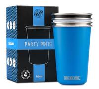 Real Deal Steel Stainless Steel 16 oz Pint Cups Stackable Single Wall Tumblers, Eco Friendly Premium Metal Drinking Glasses