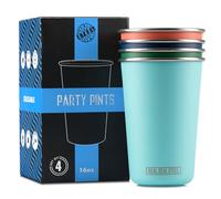 Real Deal Steel Stainless Steel 16 oz Pint Cups Stackable Single Wall Tumblers, Eco Friendly Premium Metal Drinking Glasses